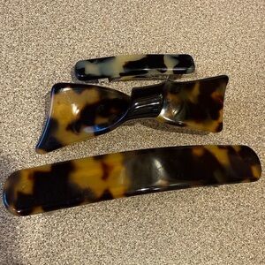 J. Crew Tortoiseshell Hair Clip Barrette Set of 3 Made in France